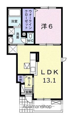 コンフォルターブル鹿嶋Ⅱ(1LDK/1階)の間取り写真