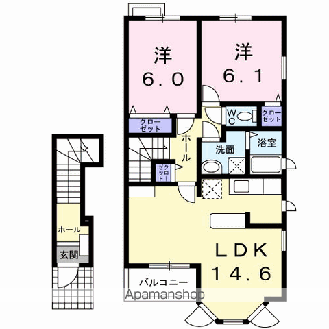 メルティー・アイⅡB(2LDK/2階)の間取り写真
