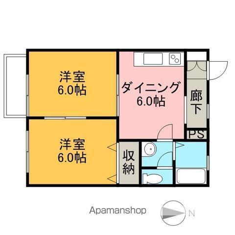 グランディール二本松B(2DK/1階)の間取り写真