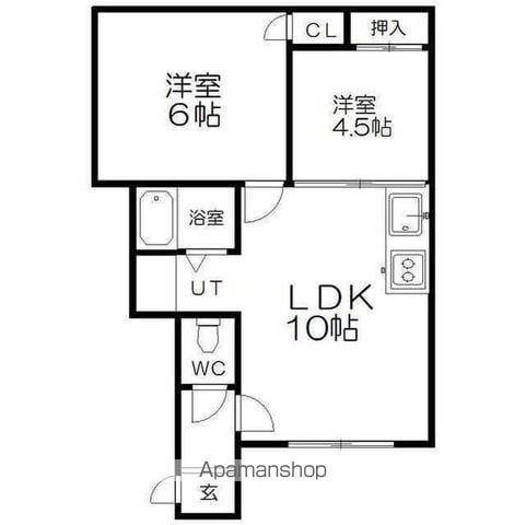ハイツ栗の実(2LDK/1階)の間取り写真