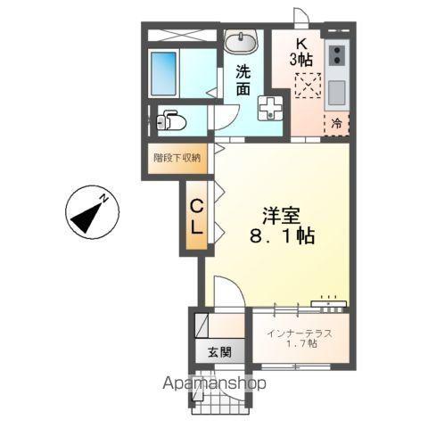 サンビラーゼウエスト(1K/1階)の間取り写真