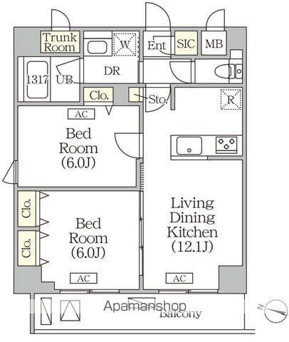ORSUS志村坂上(2LDK/5階)の間取り写真