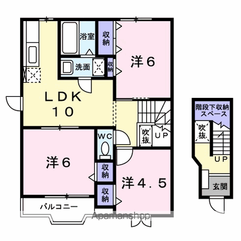 プランタンコート Ⅱ(3LDK/2階)の間取り写真