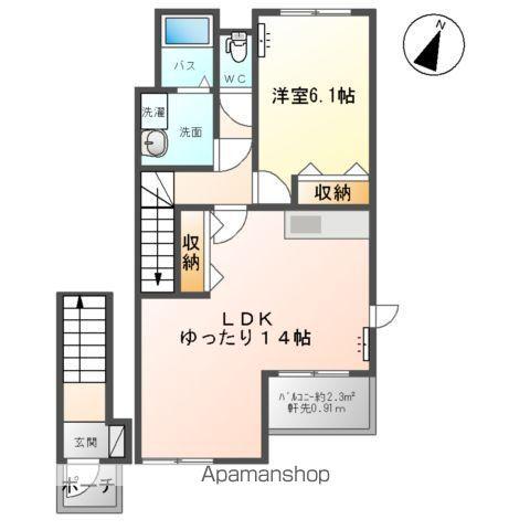 ACROSS(1LDK/2階)の間取り写真