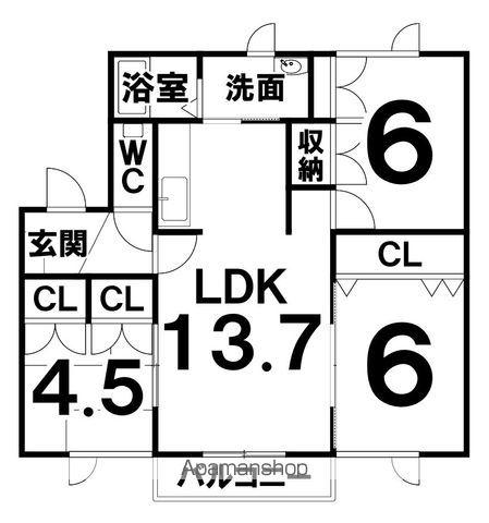 札内リバーサイド(3LDK/3階)の間取り写真