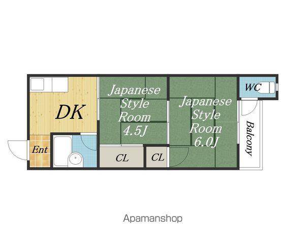岡口文化(2K/2階)の間取り写真