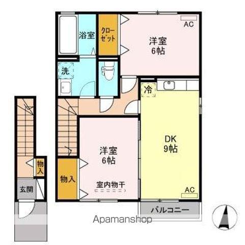 ルミエール A&K Ⅰ/Ⅱ/Ⅲ(2DK/2階)の間取り写真