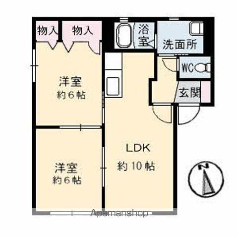 アピア古川北(2LDK/1階)の間取り写真