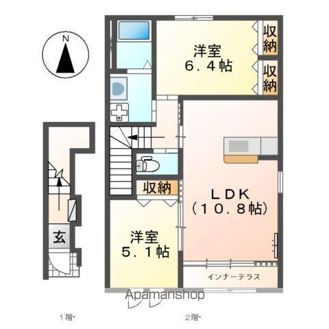 サンフィットⅢ(2LDK/2階)の間取り写真