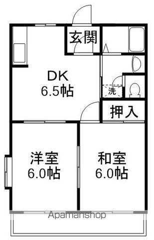 ライトフィールド(2DK/2階)の間取り写真