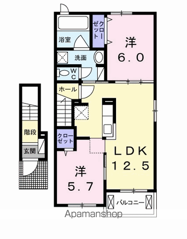 グランシャリオⅢ(2LDK/2階)の間取り写真