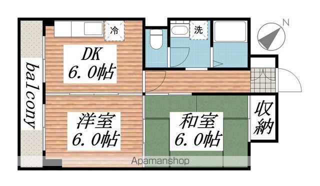 山口マンション(2DK/7階)の間取り写真