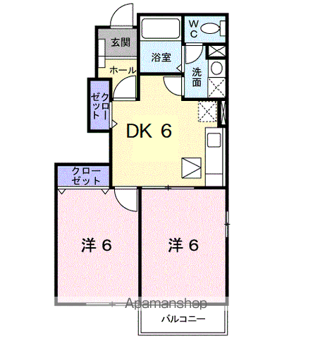 アバンツァート(2DK/1階)の間取り写真