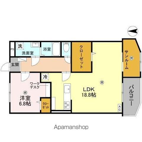 ファミール五反田(1LDK/5階)の間取り写真