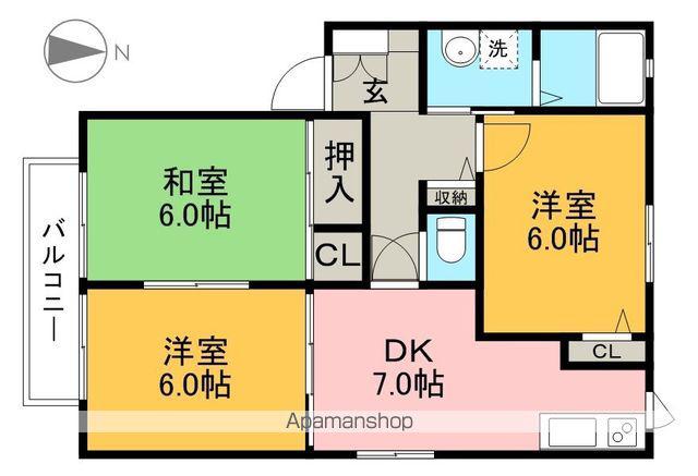ハイツフォーシーズン B棟(3DK/2階)の間取り写真