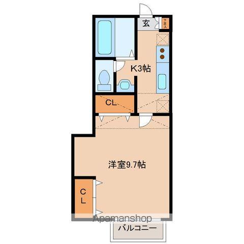 エピベールⅠ(1K/2階)の間取り写真