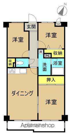 シティプラザミウラ(3DK/4階)の間取り写真