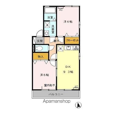 サンハイムスギモト(2DK/2階)の間取り写真