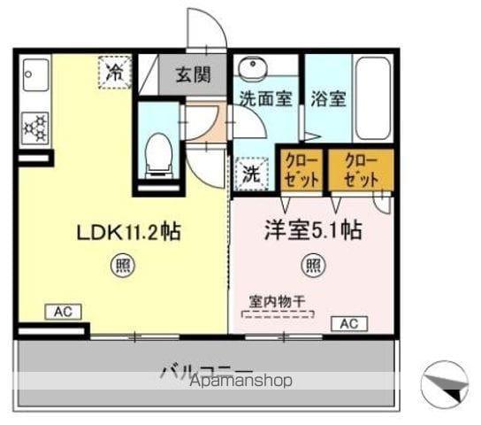 TORISIA古閑(1LDK/3階)の間取り写真