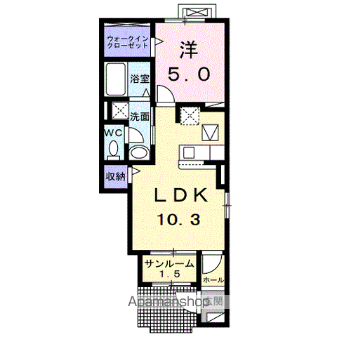 フォンテーヌⅢ C(1LDK/1階)の間取り写真