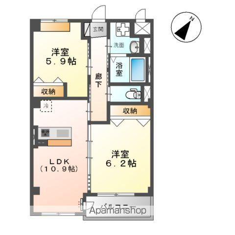 メープル・グローブ(2LDK/1階)の間取り写真