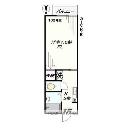 カーサRE(1K/1階)の間取り写真