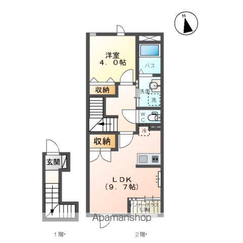 福島交通飯坂線 曽根田駅 徒歩7分 2階建 築3年(1LDK/2階)の間取り写真