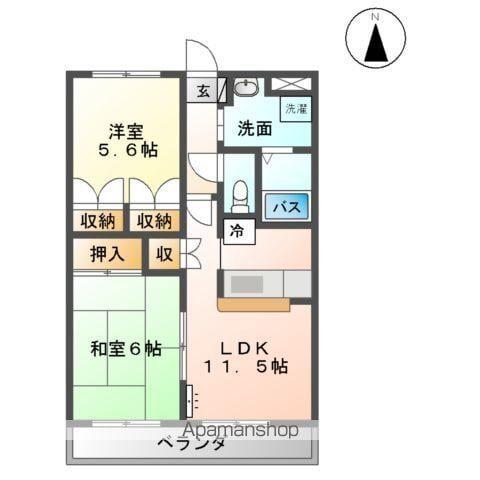 ベルビューハイム(2LDK/2階)の間取り写真