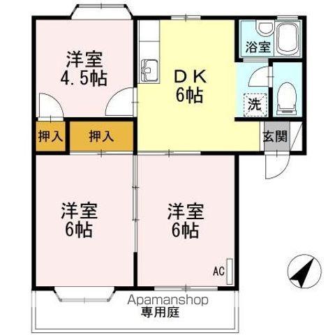 グランヴィル小畑 B(3DK/1階)の間取り写真