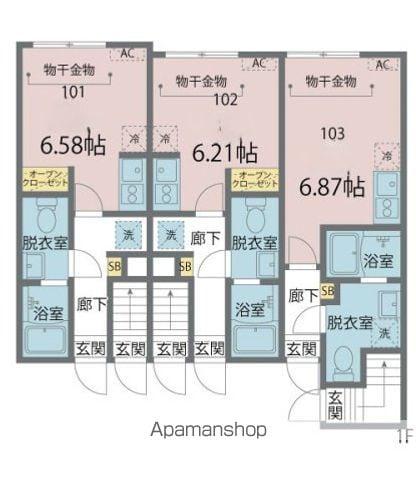 カインドネス亀有(ワンルーム/1階)の間取り写真
