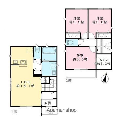 京成電鉄松戸線 常盤平駅 徒歩26分 2階建 築1年(3LDK)の間取り写真