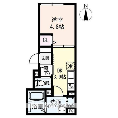 トルナーレ(1K/1階)の間取り写真