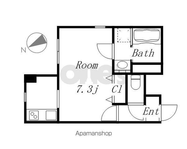 BRANCHE車道(ワンルーム/3階)の間取り写真