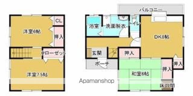 予讃線 市坪駅 徒歩6分 2階建 築27年(3DK)の間取り写真