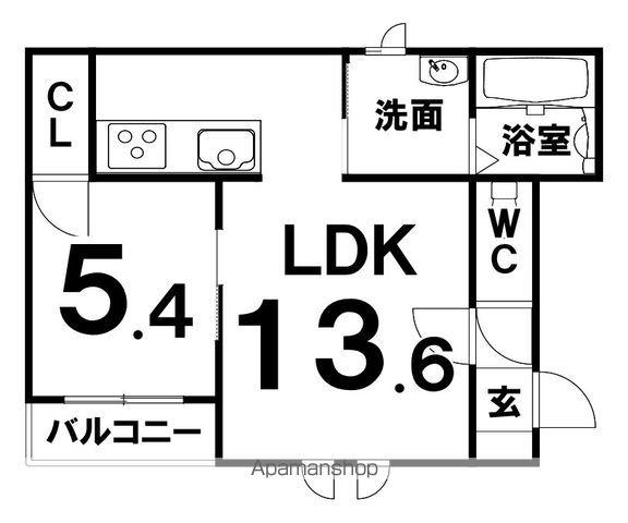 トムズヒル(1LDK/3階)の間取り写真