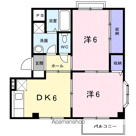 レジデンス田中Ⅱ(2DK/2階)の間取り写真