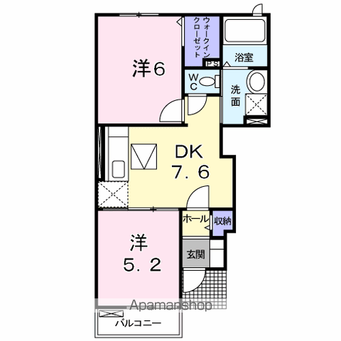 ひまわりⅡ(2DK/1階)の間取り写真