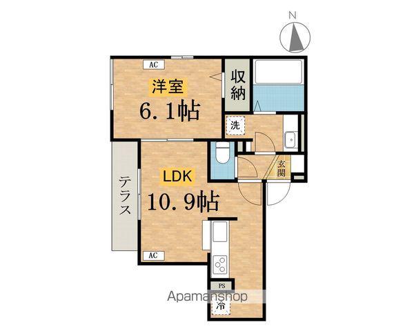 D-ROOM万町(1LDK/1階)の間取り写真