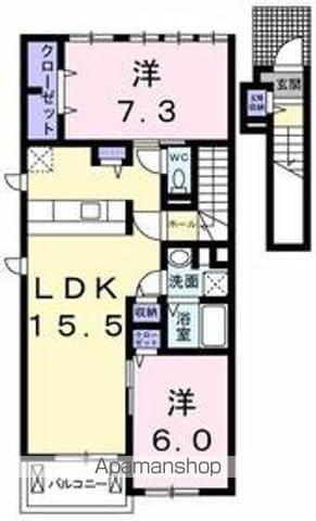 ウィステリアタウン Ⅷ(2LDK/2階)の間取り写真
