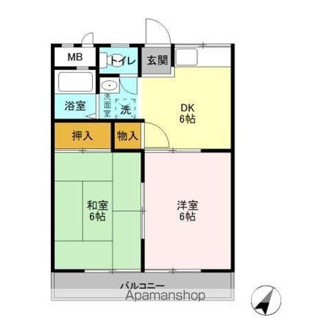 シティウィングAB A(2DK/2階)の間取り写真