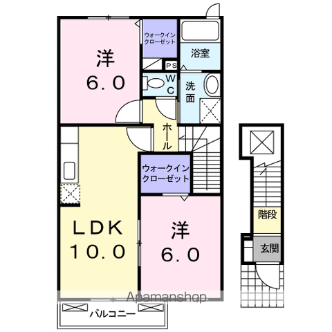 アクティ北鴨Ⅲ(2LDK/2階)の間取り写真