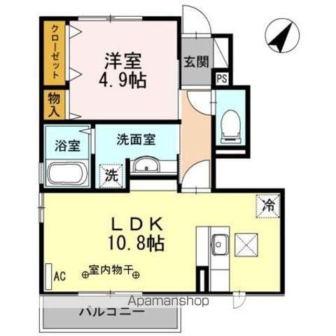 サン・シエル(1LDK/1階)の間取り写真