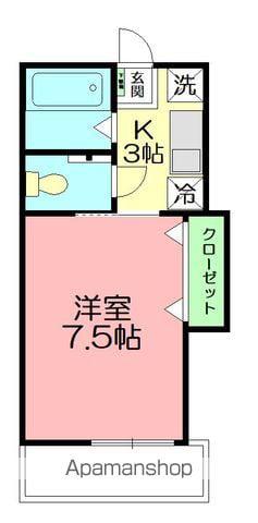 ベルフォルト(1K/1階)の間取り写真