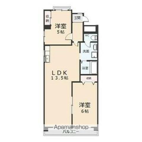 サンハイツ西尾(2LDK/5階)の間取り写真