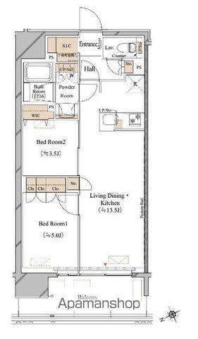 ブランシエスタ浅草蔵前(2LDK/6階)の間取り写真