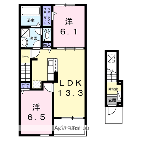 ベリッシマ Ⅱ(2LDK/2階)の間取り写真