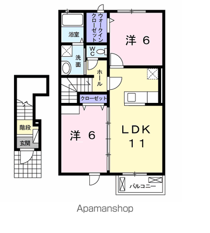 フォーシーズンⅡ(2LDK/2階)の間取り写真