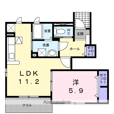 ベルナティオⅡ(1LDK/1階)の間取り写真