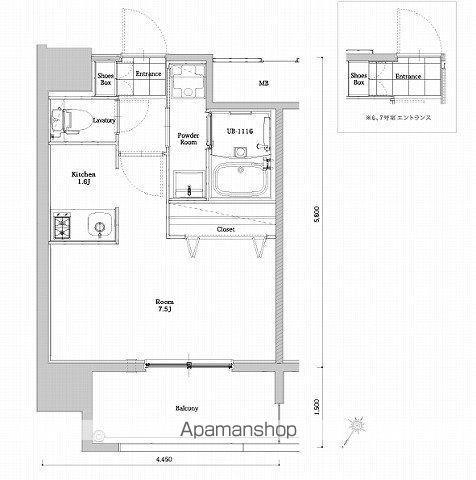 エンクレストベイ天神東Ⅲ(1K/4階)の間取り写真