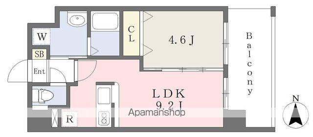 ランドマーク原(1LDK/3階)の間取り写真